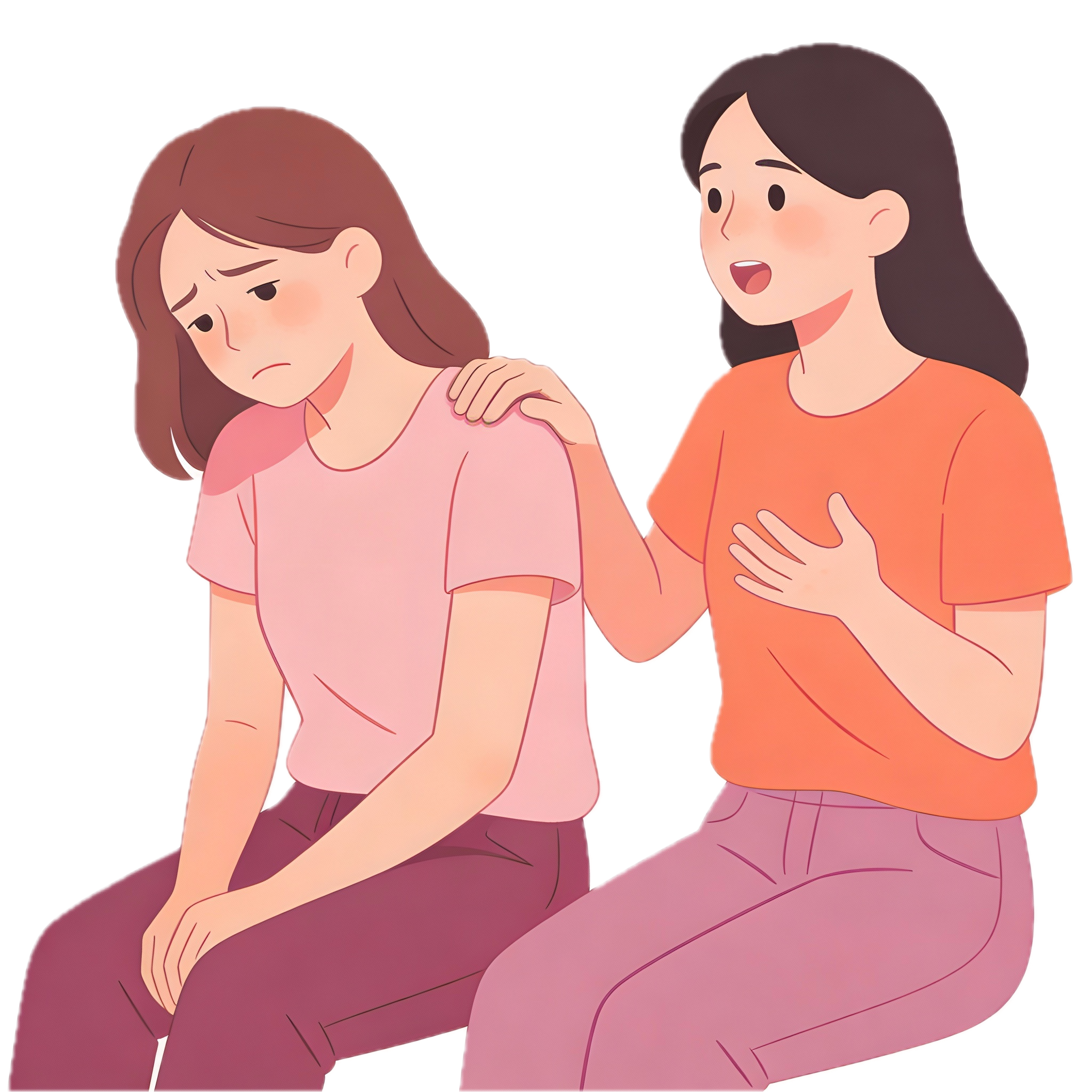 Two people talking and offering support